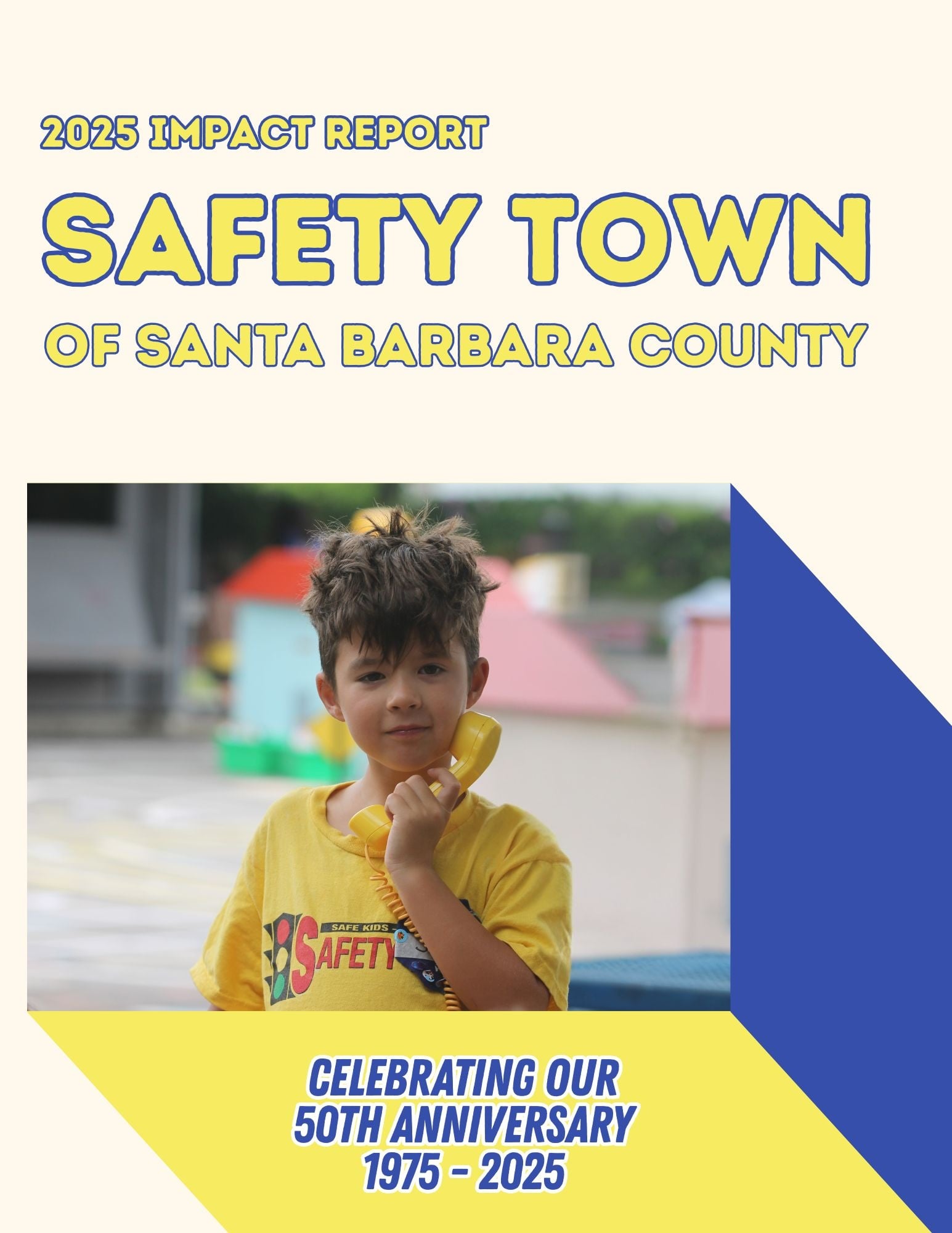 impact report cover page - boy on play phone
